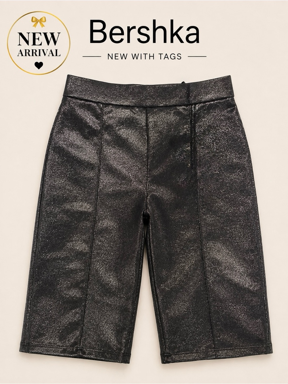 🖤 Bershka Metallic Shimmer Bermuda Shorts — New With Tags 🏷️